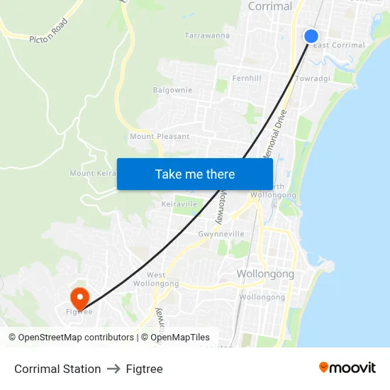 Corrimal Station to Figtree map