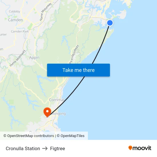Cronulla Station to Figtree map