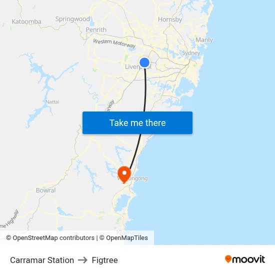 Carramar Station to Figtree map