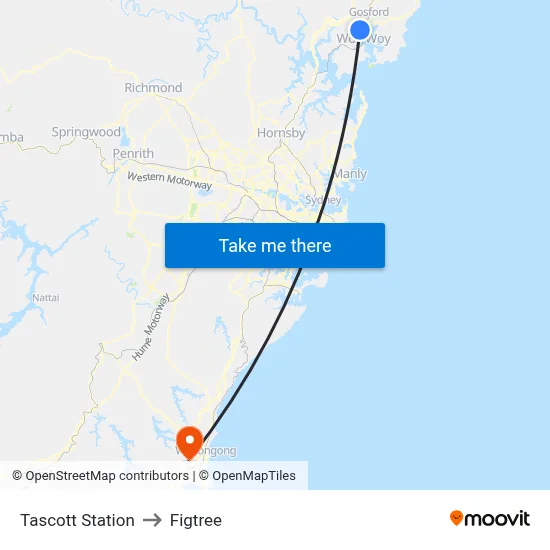 Tascott Station to Figtree map