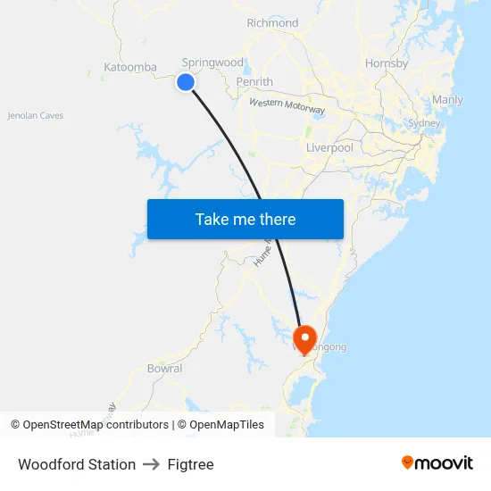 Woodford Station to Figtree map