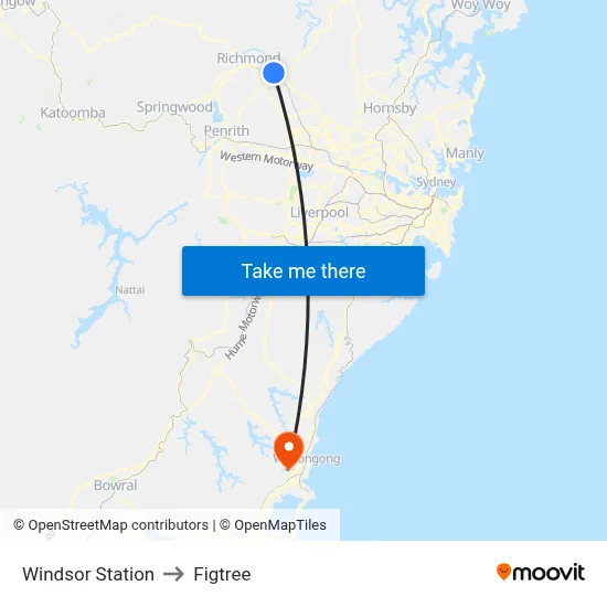 Windsor Station to Figtree map