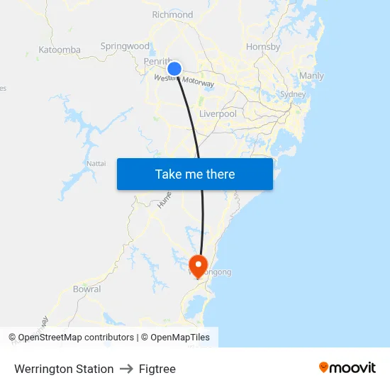 Werrington Station to Figtree map