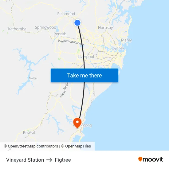 Vineyard Station to Figtree map