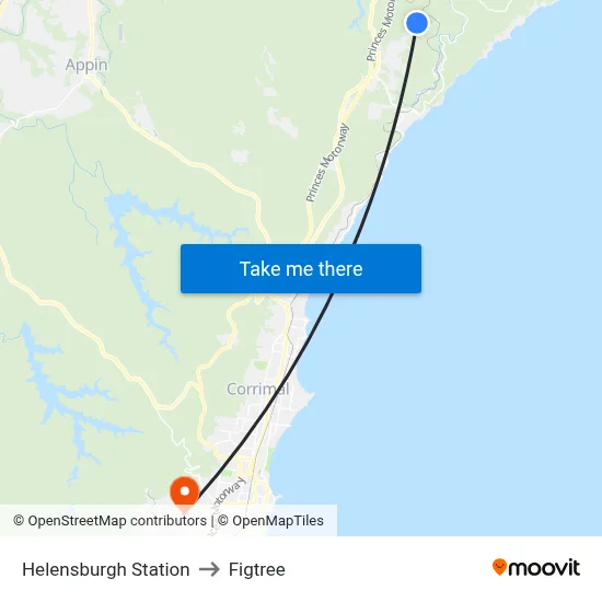 Helensburgh Station to Figtree map