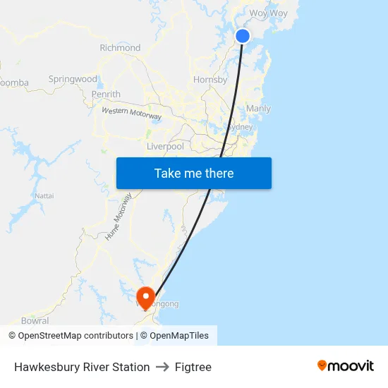 Hawkesbury River Station to Figtree map