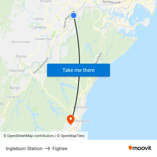 Ingleburn Station to Figtree map