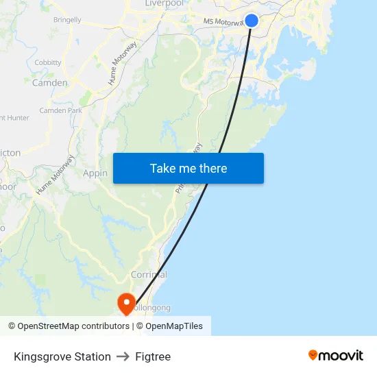 Kingsgrove Station to Figtree map