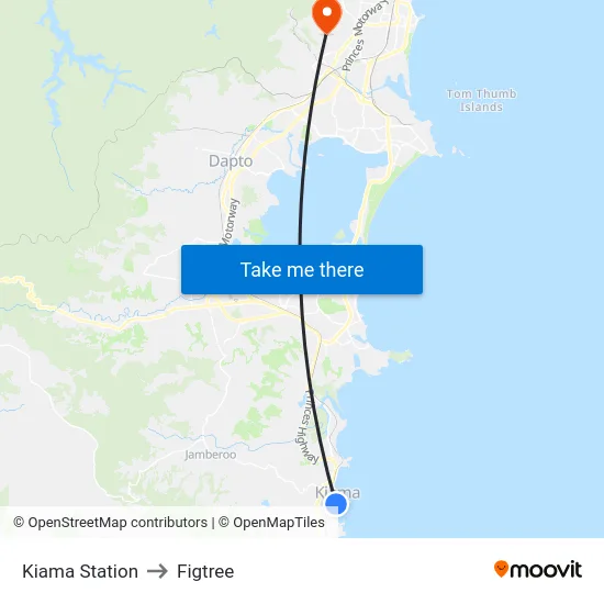 Kiama Station to Figtree map