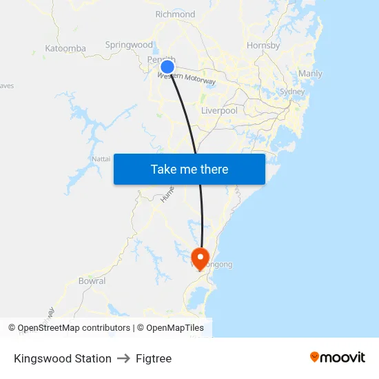 Kingswood Station to Figtree map