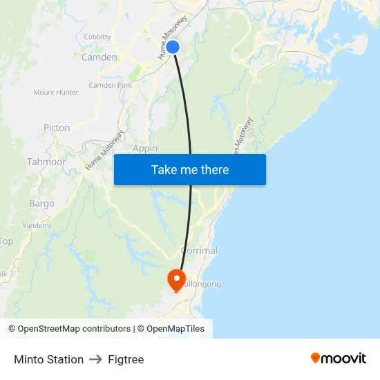 Minto Station to Figtree map