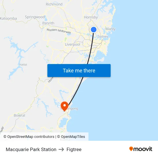 Macquarie Park Station to Figtree map