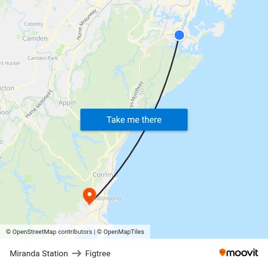 Miranda Station to Figtree map
