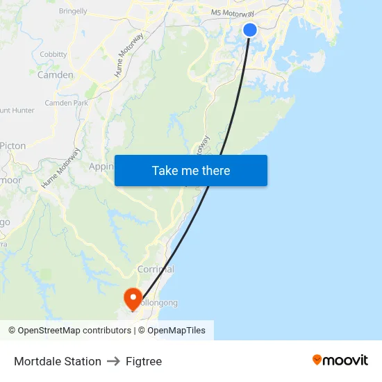 Mortdale Station to Figtree map