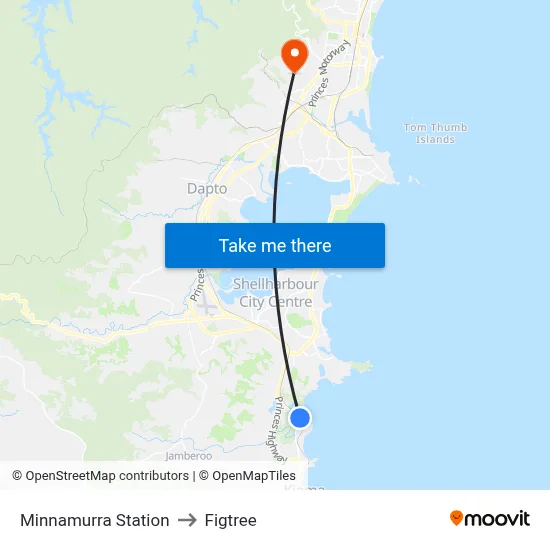 Minnamurra Station to Figtree map