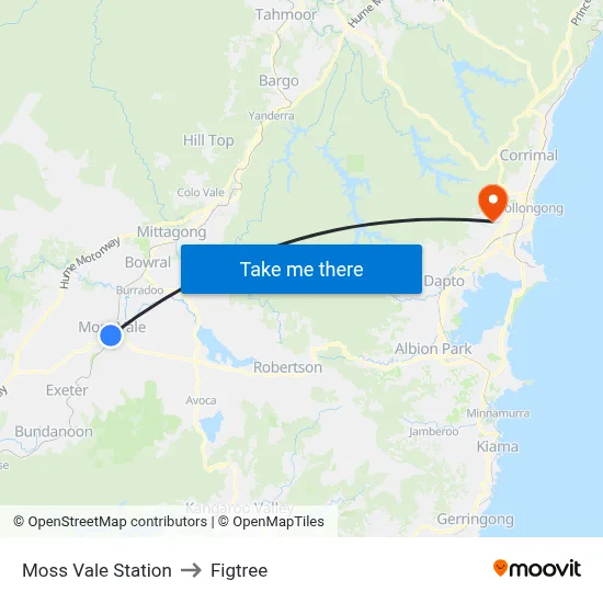 Moss Vale Station to Figtree map
