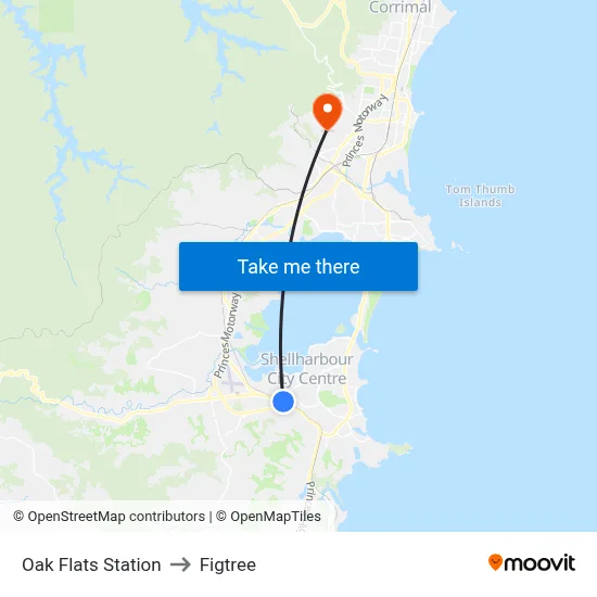 Oak Flats Station to Figtree map