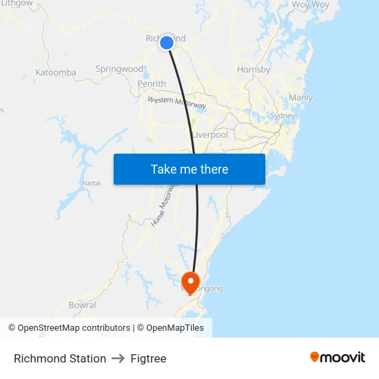 Richmond Station to Figtree map