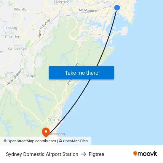 Sydney Domestic Airport Station to Figtree map