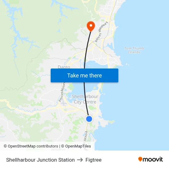 Shellharbour Junction Station to Figtree map