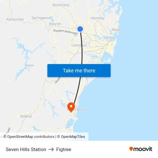 Seven Hills Station to Figtree map
