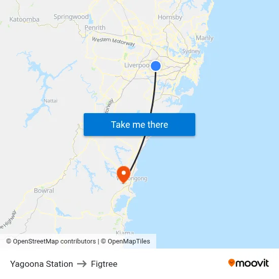 Yagoona Station to Figtree map