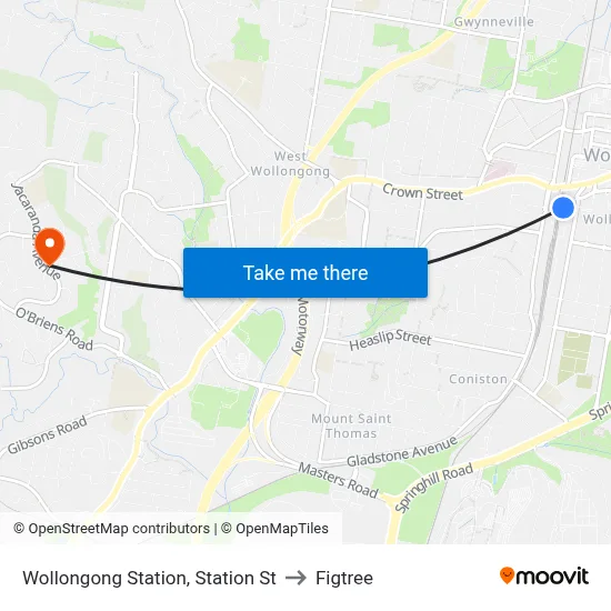 Wollongong Station, Station St to Figtree map
