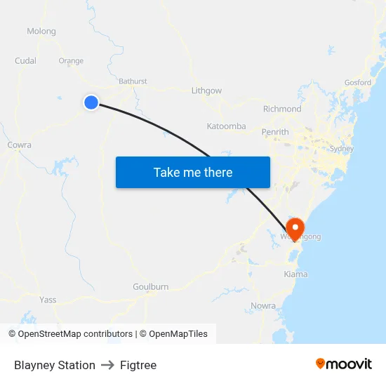 Blayney Station to Figtree map