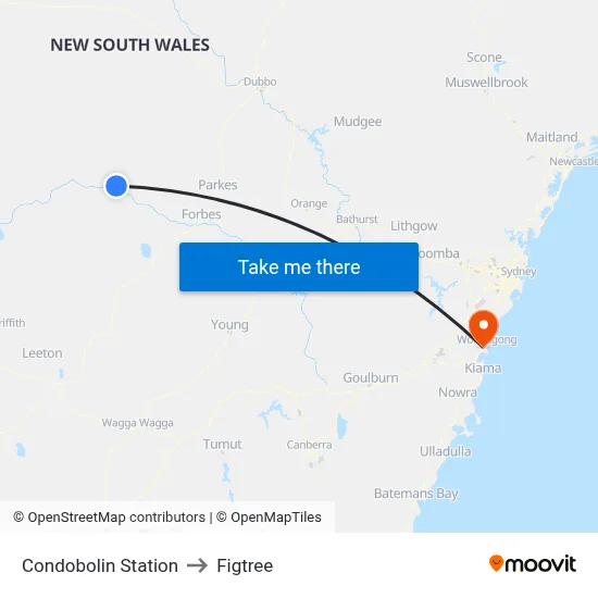 Condobolin Station to Figtree map