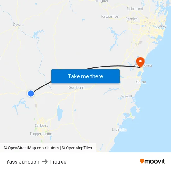 Yass Junction to Figtree map