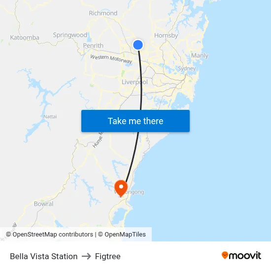 Bella Vista Station to Figtree map