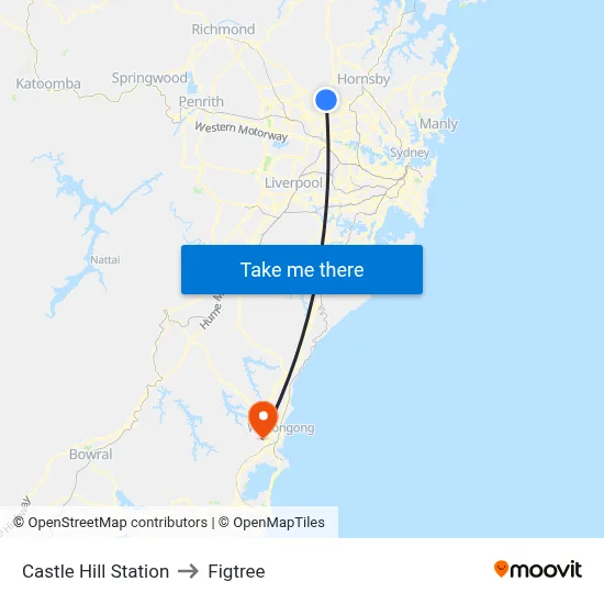 Castle Hill Station to Figtree map