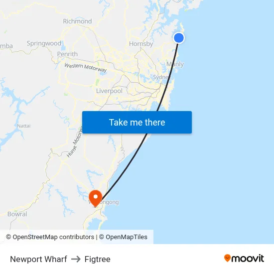 Newport Wharf to Figtree map