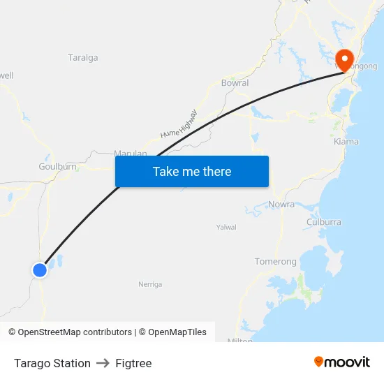 Tarago Station to Figtree map
