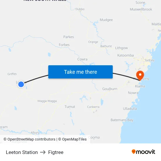 Leeton Station to Figtree map