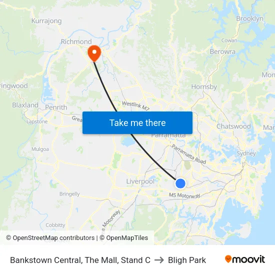 Bankstown Central, The Mall, Stand C to Bligh Park map