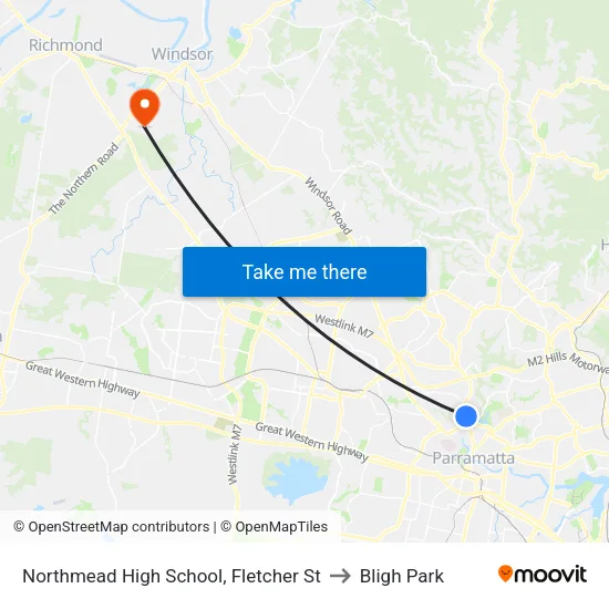 Northmead High School, Fletcher St to Bligh Park map