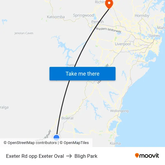 Exeter Rd opp Exeter Oval to Bligh Park map