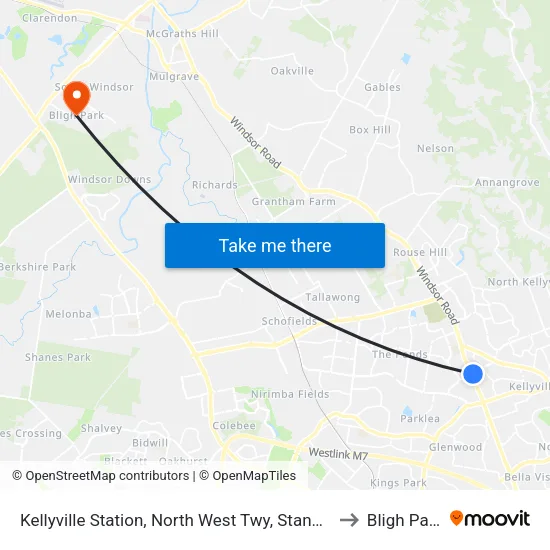 Kellyville Station, North West Twy, Stand A to Bligh Park map