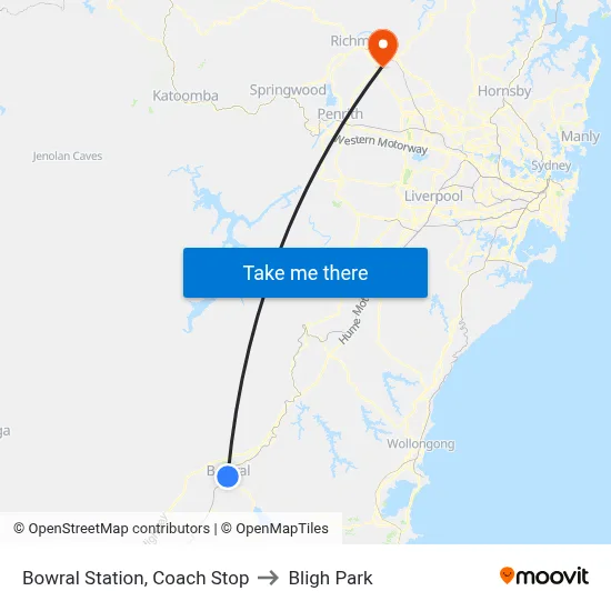 Bowral Station, Coach Stop to Bligh Park map