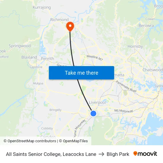All Saints Senior College, Leacocks Lane to Bligh Park map