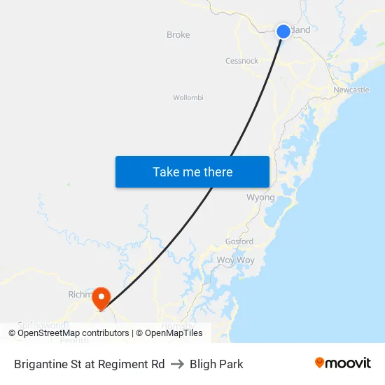 Brigantine St at Regiment Rd to Bligh Park map