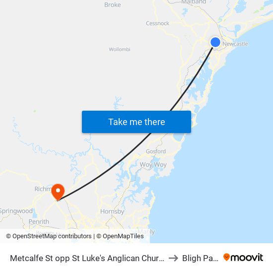 Metcalfe St opp St Luke's Anglican Church to Bligh Park map