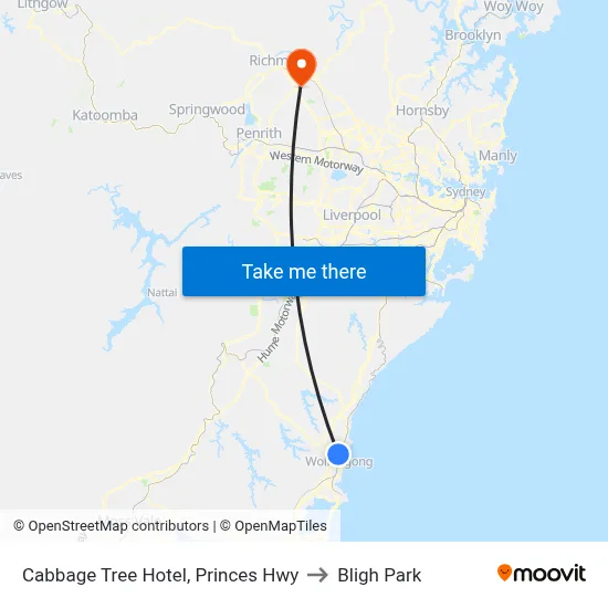 Cabbage Tree Hotel, Princes Hwy to Bligh Park map