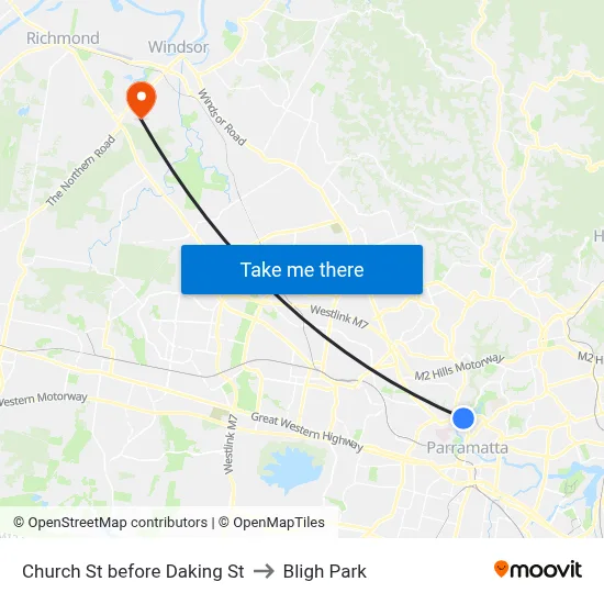 Church St before Daking St to Bligh Park map