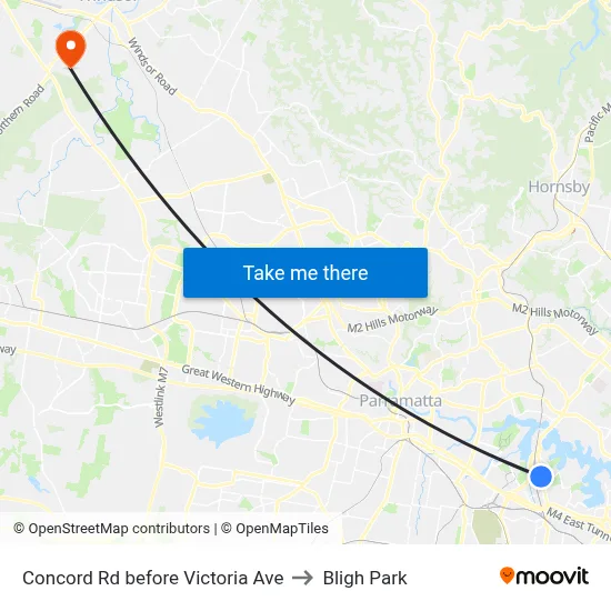Concord Rd before Victoria Ave to Bligh Park map