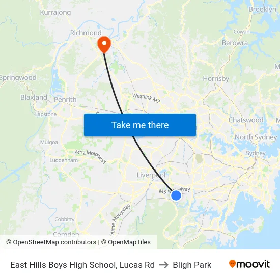 East Hills Boys High School, Lucas Rd to Bligh Park map