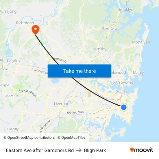Eastern Ave after Gardeners Rd to Bligh Park map
