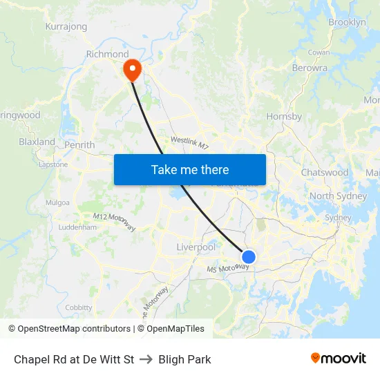Chapel Rd at De Witt St to Bligh Park map