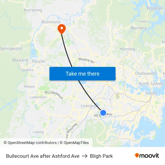 Bullecourt Ave after Ashford Ave to Bligh Park map